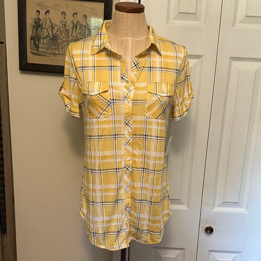 Passport Yellow and Black Plaid Shirt